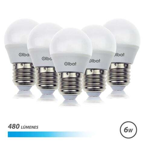 Elbat Pack de 5 Bombillas LED G45 6W E27 480lm - 6500K Luz Fria 1 pieza(s)