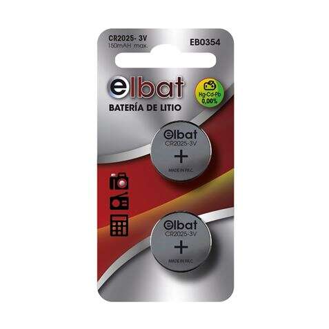 Elbat Pack de 2 Pilas Litio de Boton CR2025 3V 1 pieza(s)