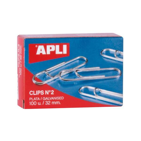 APLI - CAJA 100 CLIPS APLI LABIADOS Nº2 32MM