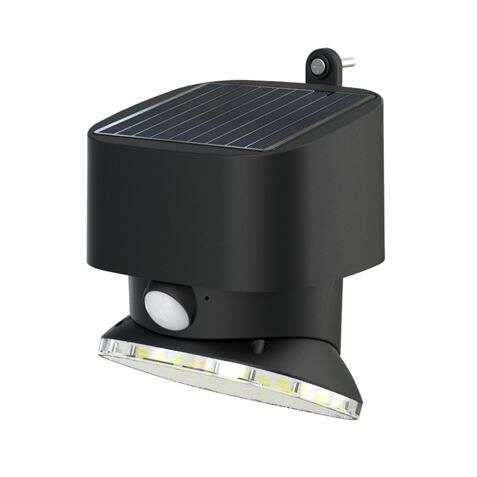 Elbat Foco Solar 2000LM - Luz Fria 6000K - Regulacion Vertical y Horizontal - Panel Solar 1W - IP65 - Color Negro 1 pieza(s)