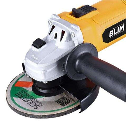 Blim Radial 125mm - Potencia 750W - Diseño Ergonomico - Empuñadura Multiposicion - Proteccion Antichispas - Boton de Bloqueo - Color Amarillo 1 pieza(s)