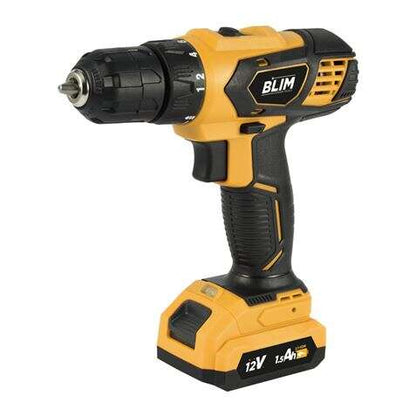 Blim Taladro a Bateria 12V 1.5Ah - 28nm de Par Maximo - 2 Velocidades 0-400/0-1500rpm - Color Amarillo 1 pieza(s)