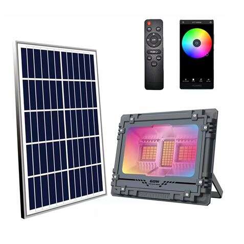 Elbat Foco Solar Led RGB 60W - 515LM - Bluetooth - Bateria 5V/6AH - Control Remoto - IP67 1 pieza(s)