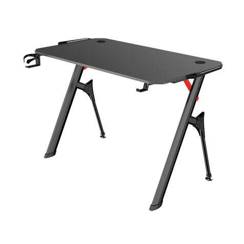 Muvip PRO1400 Mesa Gaming Fibra de Carbono con Luz RGB - Solida - Gran Superficie - Portavasos - Gancho para Auriculares - Medidas 120x60x75cm - Color Negro 1 pieza(s)