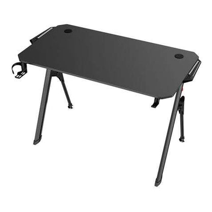 Muvip PRO1400 Mesa Gaming Fibra de Carbono con Luz RGB - Solida - Gran Superficie - Portavasos - Gancho para Auriculares - Medidas 120x60x75cm - Color Negro 1 pieza(s)