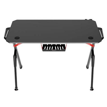 Muvip PRO1400 Mesa Gaming Fibra de Carbono con Luz RGB - Solida - Gran Superficie - Portavasos - Gancho para Auriculares - Medidas 120x60x75cm - Color Negro 1 pieza(s)