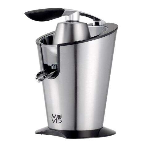 Muvip Exprimidor Electrico Inox 600W - Cuerpo, Mango y Filtro de Acero Inoxidable - Sistema Antigoteo - 2 Tamaños de Conos 1 pieza(s)