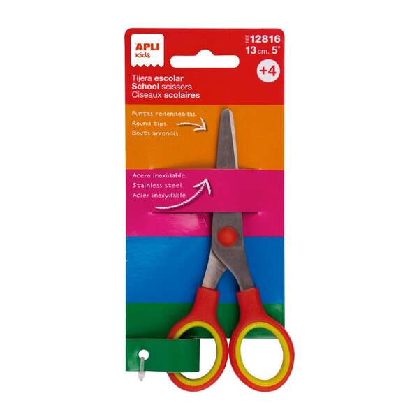 Apli Tijera Escolar 13 cm - Punta Redondeada - Ergonomica - Uso Ambidiestro - Color Rojo 1 pieza(s)