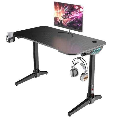 Muvip PRO500 Mesa Gaming Fibra de Carbono - Iluminacion RGB - Portavasos - Gancho para Auriculares - Compartimento de Almacenamiento - Medidas 113x60x75cm 1 pieza(s)