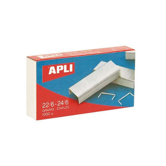 Apli Grapas 22/6 - 24/6 Galvanizadas - Capacidad de Grapado Aprox 20 Hojas - Caja de 1000 Grapas 1 pieza(s)