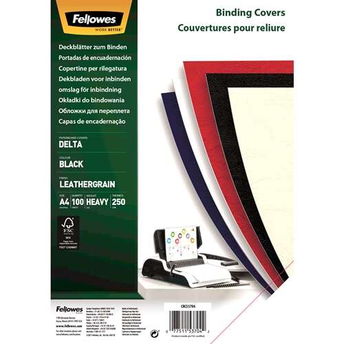 Fellowes - Delta A4 Papel Negro 100 pieza(s)