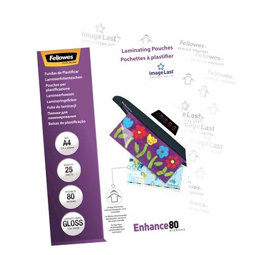 Fellowes Pack de 25 Fundas para Plastificar Brillo A4 - 80 Micras - Alta Calidad - Transparente 1 pieza(s)