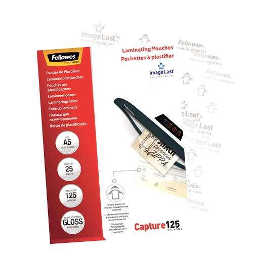 Fellowes Pack de 25 Fundas para Plastificar Brillo A5 - 125 Micras - Alta Calidad - Transparente 1 pieza(s)