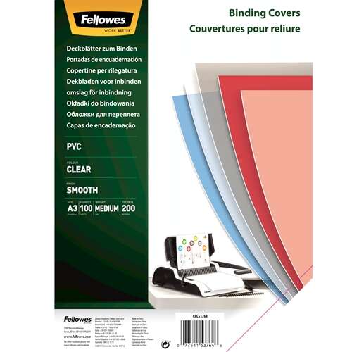 Fellowes - 53764 cubierta A3 PVC Transparente 100 pieza(s)