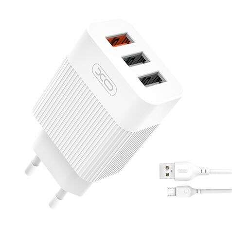 XO L72 Pack Cargador de Corriente 1x USB-A 18W Carga Rapida 3.0, 2x USB-A + Cable USB-A a MicroUSB 1 pieza(s)