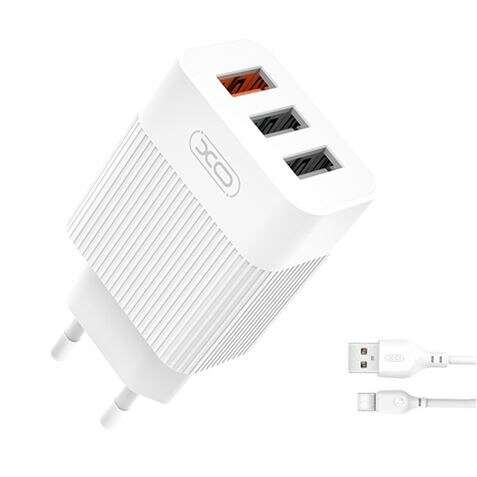 XO L72 Pack Cargador de Corriente 1x USB-A 18W Carga Rapida 3.0, 2x USB-A + Cable USB-A a USB-C 1 pieza(s)