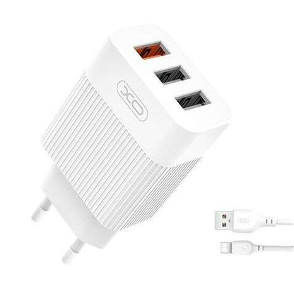 XO L72 Pack Cargador de Corriente 1x USB-A 18W Carga Rapida 3.0, 2x USB-A + Cable USB-A a USB-C 1 pieza(s)