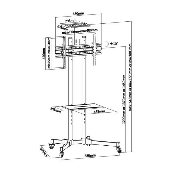 AISENS - FT70TE-035 soporte para pantalla de señalización 177 8 cm (70") Negro