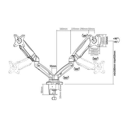 AISENS - DT27TSR-045 soporte para monitor 81 3 cm (32") Negro Escritorio