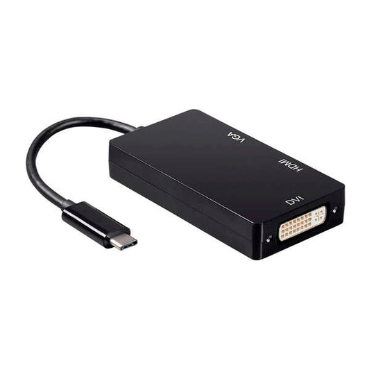 AISENS - Conversor USB-C A DVI/HDMI/VGA  USB-C/M-DVI/H-HDMI/H-VGA/H  Negro  15cm