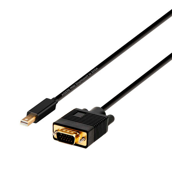 AISENS - Cable conversor Mini DP A VGA  Mini DP/M - VGA/M  Negro  2.0m