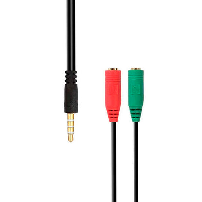 AISENS - Cable adaptador Audio Jack 3.5 4pines/M - 2x Jack 3.5 3pines/H  Negro  20 cm