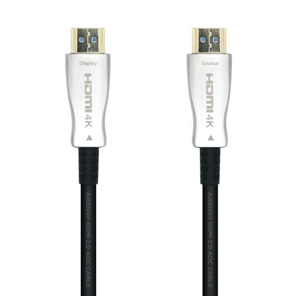 AISENS - Cable HDMI V2.0 AOC Premium alta velocidad / HEC 4k@60hz 18Gbps  A/M-A/M  Negro  50 m