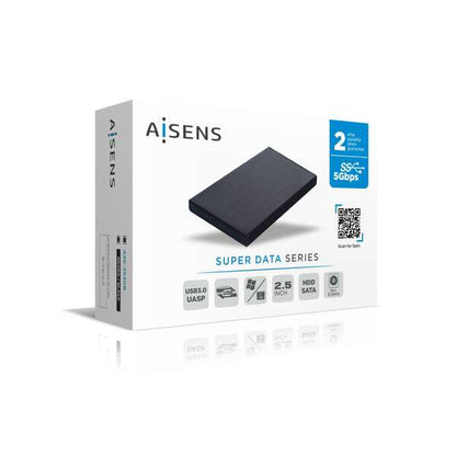 AISENS - Caja externa 2 5" ASE-2530B 9.5 mm SATA a USB 3.0/USB 3.1 Gen1  Negra