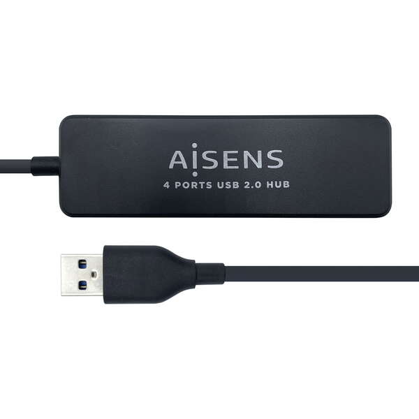 AISENS - Hub USB 2.0  Tipo A/M - 4 x Tipo A/H  Negro  30 cm