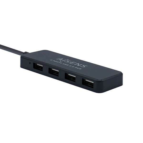 AISENS - Hub USB 2.0  Tipo A/M - 4 x Tipo A/H  Negro  30 cm