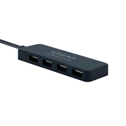 AISENS - Hub USB 2.0  Tipo A/M - 4 x Tipo A/H  Negro  30 cm