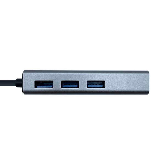 AISENS - Conversor USB 3.0 a ethernet gigabit 10/100/1000 Mbps + Hub 3 x USB 3.0  Gris  15 cm