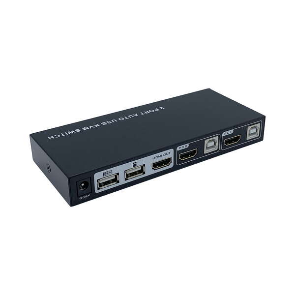 AISENS - Conmutador KVM HDMI 4K@60HZ USB 1U-2PC con fuente alimentación  Negro