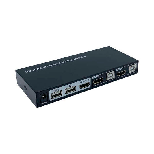 AISENS - Conmutador KVM HDMI 4K@60HZ USB 1U-2PC con fuente alimentación  Negro