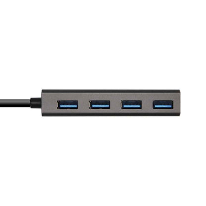 AISENS - Hub USB 3.1 USB-C  USB-C/M - 4 x Tipo A/H  Gris  15 cm