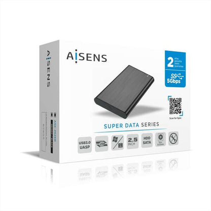 AISENS - Caja Externa 2 5" ASE-2525B 9.5mm SATA a USB 3.0/USB3.1 Gen1  Negra