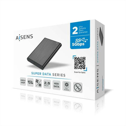 AISENS - Caja Externa 2 5" ASE-2525B 9.5mm SATA a USB 3.0/USB3.1 Gen1  Negra