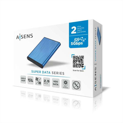 AISENS - Caja Externa 2 5" ASE-2525BLU 9.5mm SATA a USB 3.0/USB3.1 Gen1  Azul