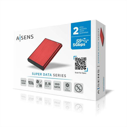 AISENS - Caja Externa 2 5" ASE-2525RED 9.5mm SATA a USB 3.0/USB3.1 Gen1  Rojo