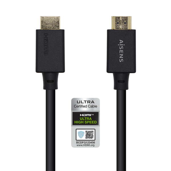 AISENS - Cable HDMI V2.1 Ultra Alta Velocidad / HEC Certificado 8k@60Hz 48Gbps  A/M-A/M  Negro  3.0m