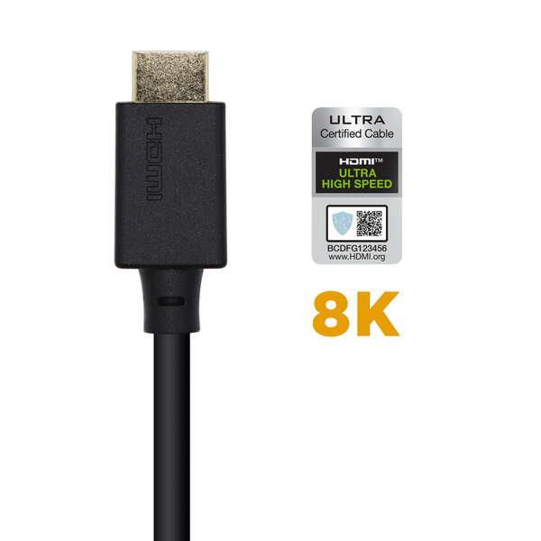 AISENS - Cable HDMI V2.1 Ultra Alta Velocidad / HEC Certificado 8k@60Hz 48Gbps  A/M-A/M  Negro  3.0m