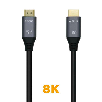 AISENS - Cable HDMI V2.1 Ultra Alta Velocidad / HEC 8k@60Hz 48Gbps  A/M-A/M  Gris/Negro  1.5m