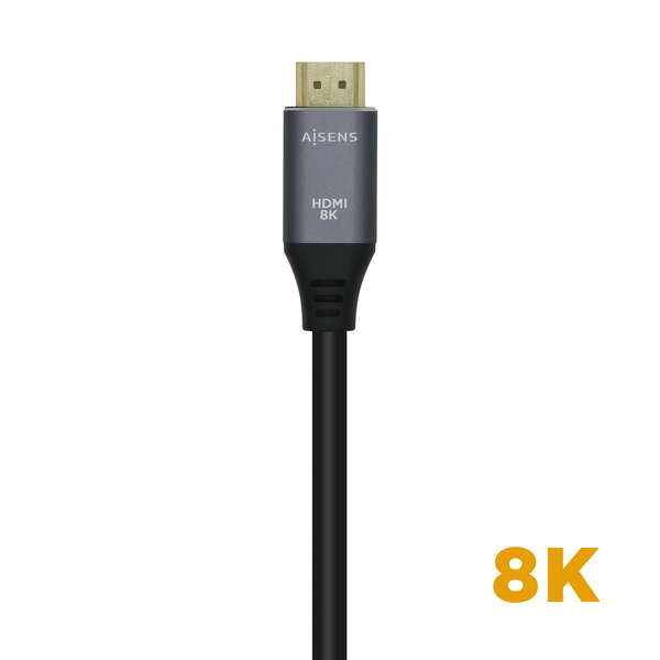 AISENS - Cable HDMI V2.1 Ultra Alta Velocidad / HEC 8k@60Hz 48Gbps  A/M-A/M  Gris/Negro  1.5m