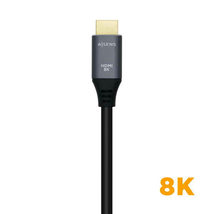 AISENS - Cable HDMI V2.1 Ultra Alta Velocidad / HEC 8k@60Hz 48Gbps  A/M-A/M  Gris/Negro  1.5m