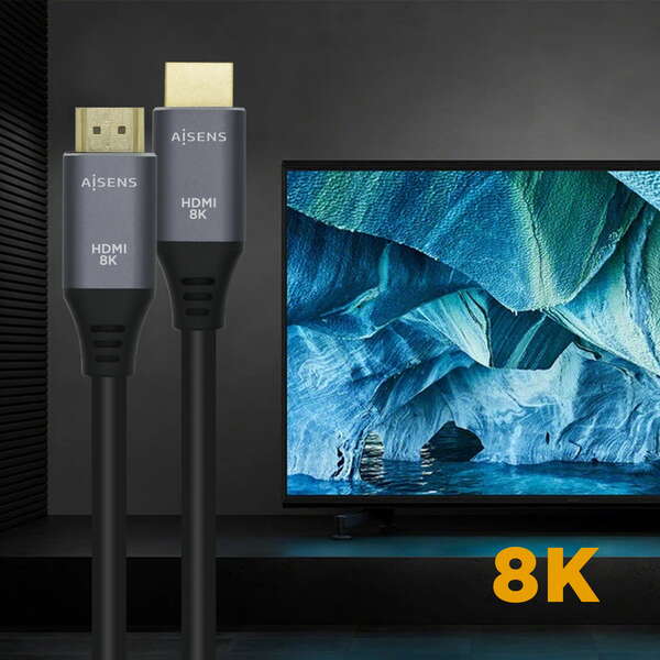 AISENS - Cable HDMI V2.1 Ultra Alta Velocidad / HEC 8k@60Hz 48Gbps  A/M-A/M  Gris/Negro  1.5m