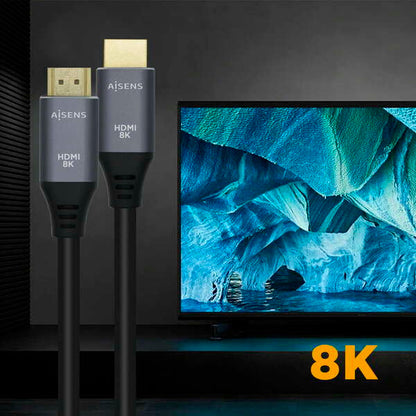 AISENS - Cable HDMI V2.1 Ultra Alta Velocidad / HEC 8k@60Hz 48Gbps  A/M-A/M  Gris/Negro  1.5m