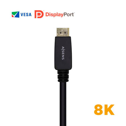 AISENS - Cable Displayport Certificado V1.4 8k@60hz  DP/M-DP/M  Negro  3.0m