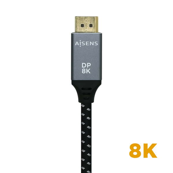 AISENS - Cable Displayport V1.4 8k@60hz  DP/M-DP/M  Gris/Negro  2.0m