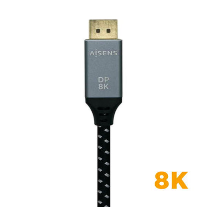 AISENS - Cable Displayport V1.4 8k@60hz  DP/M-DP/M  Gris/Negro  2.0m