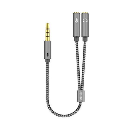 AISENS - Cable Adaptador Audio Jack 3.5 4pines/M-2xjack 3.5 3pines/H  Gris  25cm